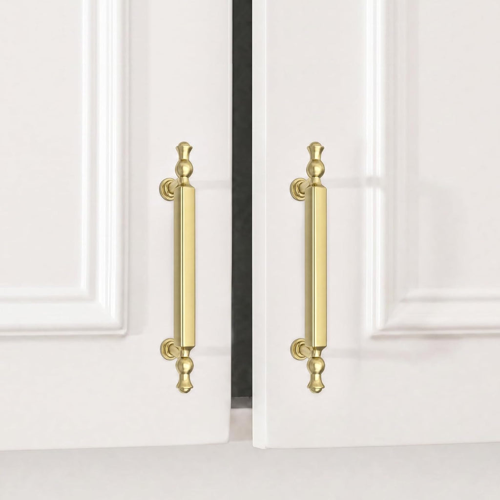 Goldenwarm 30 Pack 3 Inch Gold Cabinet Pulls Brushed Gold Cabinet Pulls Drawer Handles Kitchen Drawer Handles Zinc Alloy Dresser Hardware for Bathroom Cupboard Bedroom, 76mm Hole Centers