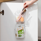 Clear Cabinet Door Organizer Bathroom, 4 Pack Hanging Makeup Storage Brush Holder, Adhesive Storage Bin Versatile Vertical Wall Mount Caddy for Pantry Office Kids' Room Small Items Organization