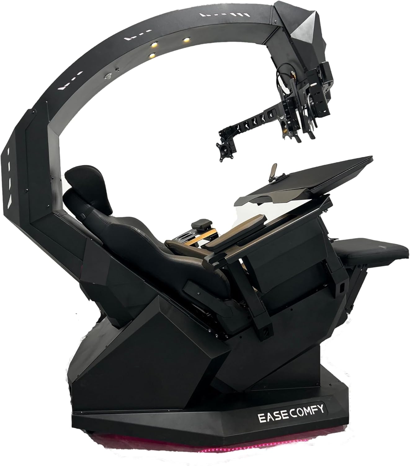Imperatorworks EASECOMFY T2 Throne Computer Cockpit for 3 Monitors, Zero Gravity Chair Workstation,can Extend for 5 Monitors Support ultrawide 1 * 49" Option with Massage Function