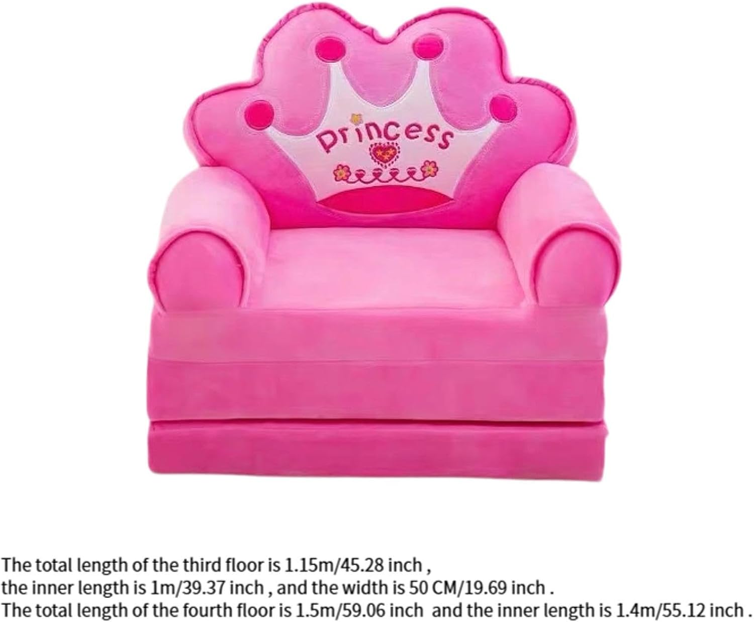Foldable Sofa Toddler Chair Couch Convertible Kids Armchair Mini Bed with Comfortable Velvet Latex Filling Suitable for Children's Room Nursery K, Pink