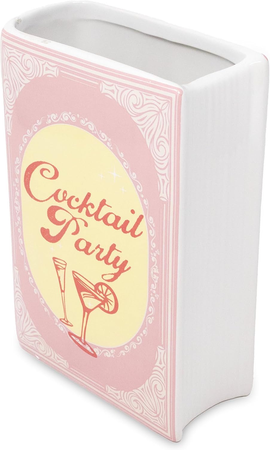 Steel Mill & Co Original Cocktail Recipe Book-Shaped Decorative Vase, Ceramic Vases for Home Decor, Vintage Inspired Kitchen and Bar Cart Decor, Unique Vase for Book Lovers (Cocktail Party)