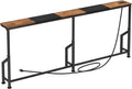 Kitstorack Behind Couch Table, Adjustable Height (4 Levels), 76.9" Long Narrow Console Table with Power Strip (2 AC, USB & USB-C) & Anti-Tip Wall Screws, Slim Sofa Table for Living Room