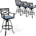 Crestlive Outdoor Swivel Bar Stools Set of 4, Aluminum Patio Bar Stools with Sunbrella Cushions, 30 Inch Bar Height Perfect for Backyard, Balcony and Garden