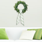 Whaline 2 Pcs Green Flower Wreath Sash for Front Door Chinoiserie Floral Garland Ribbon for Holiday Party Home Decor Indoor Outdoor