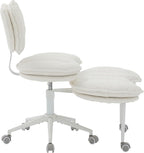 Meditation Chair Plus, Teddy Fleece Double-Layer Padding Cross Legged Rolling Chair for ADHD, Criss Cross Desk Chair with Lumbar Support, Adjustable Stool, Flexible for Fidgety Sitters, Ivory