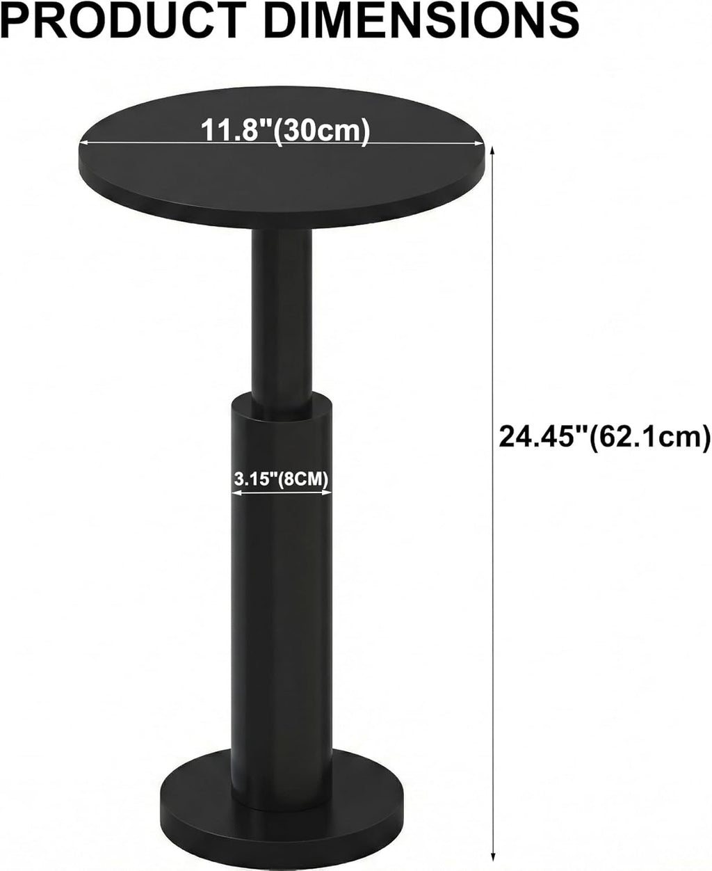 LAATOOREE Small Round Side Tables Set of 2, Drink Tables, Accent Coffee Tables, Pedestal End Tables with Thick Solid Wood Legs for Living Room,Sofa Couch,Small Spaces,Bedroom (2, Black)