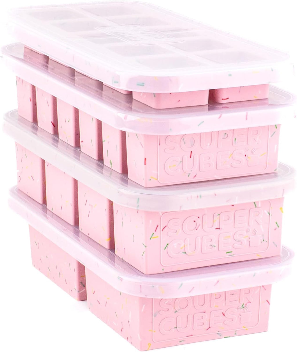 Souper Cubes Silicone Freezer Molds Gift Set, Cotton Candy | 2 Tbsp, 1/2 Cup, 1 Cup and 2 Cup Silicone Molds for Food Set, Perfect for Freezing Soup, Grains, Proteins, Herbs and More