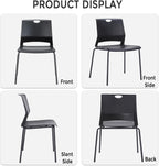Sidanli Black Stacking Chairs Set of 4, Plastic Stackable Chair for Office Conference Waiting Break Room
