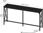CHOEZON 70.9'' Bar Table, Kitchen Dining Table with Power Outlet and Footrest, Industrial Style, for Pub, Living Room, Black TBT08UBB
