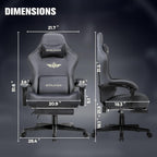 GTPLAYER Big and Tall Gaming Chair 400lbs Heavy Duty Office Chair with Foot Rest, High Back Pocket Spring Ergonomic Computer Chair for Adults, Wide Comfy Seated Cushion with Linkage Armrests, Grey