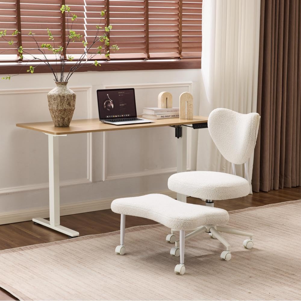 Meditation Chair, an Ergonomic Cross-Legged Seating Chair with Lumbar Support and A Height-Adjustable Seat Cushion, Ideal for People Engaged in High-Intensity Office Work. Beige