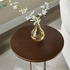 Pemberly Row Contemporary Round Accent Table, Antique Bronze Metal Finish, 15.75" Diameter x 22.5" H, Open Oval Pedestal Design, Compact Durable Side Table for Living Room or Bedroom Decor