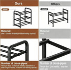 3-Tier Expandable Shoe Rack, 17"-41" Adjustable Shoe Shelf Storage Organizer, Heavy Duty Metal Free Standing Shoe Rack for Entryway Closet Doorway, Suitable for Families & Renters