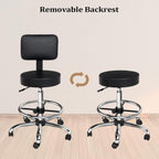 OmySalon Drafting Chair,Ergonomic Office Desk Chair with Back Support,Tall Adjustable Rolling Stool with Footrest & Thick Seat Cushion,Computer Chair for Salon Medical Spa Home Bar Kitchen, Black