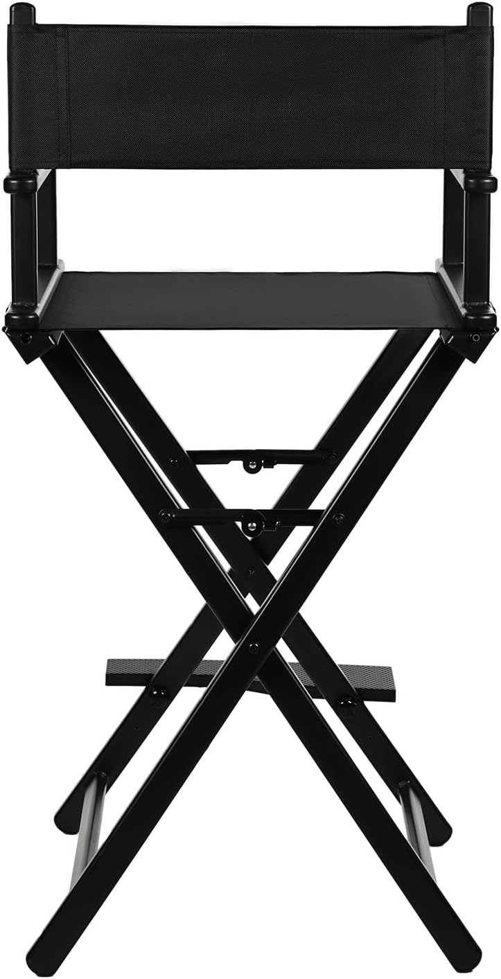 30'' Aluminum Tall Directors Chair, Portable Makeup Chair for Makeup Artist, Makeup Chair Teachers Chair Only 10.15LB, Black