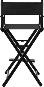 30'' Aluminum Tall Directors Chair, Portable Makeup Chair for Makeup Artist, Makeup Chair Teachers Chair Only 10.15LB, Black
