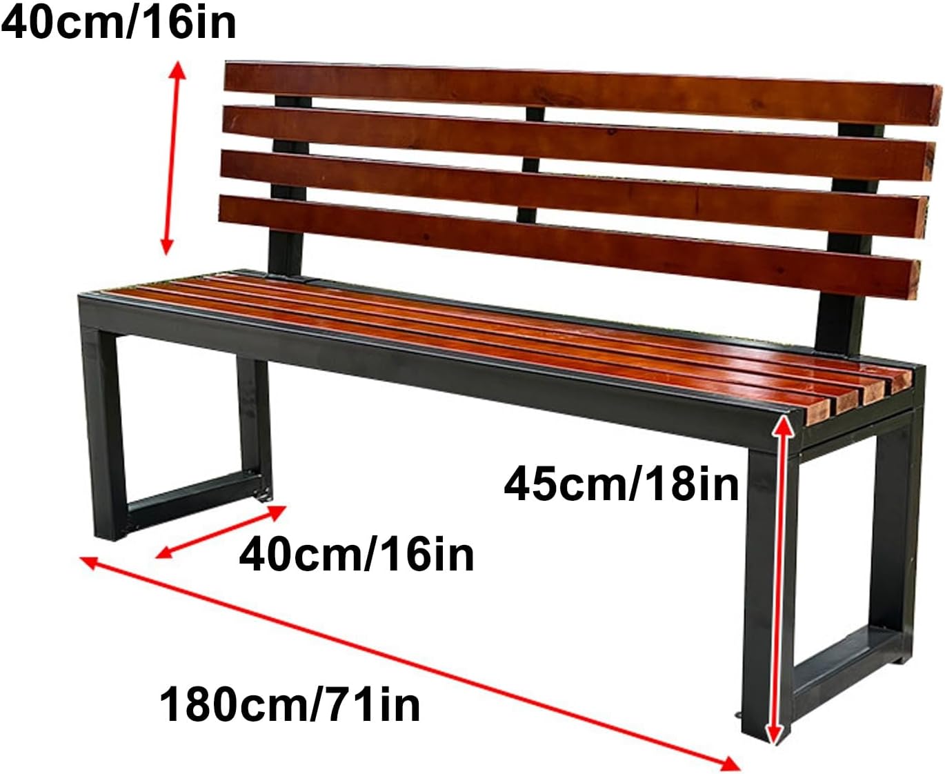 Park Bench Outdoor, Galvanized Steel Outdoor Bench, Windproof and Rainproof, Suitable for Gardens, Courtyards, Residential Areas, and Lawns(180x40x85cm/71x16x33in)