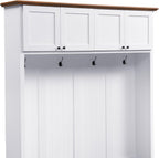 LUMISOL 59''W Hall Tree with Bench and Shoe Storage, Mudroom Bench with 4 Hooks, Open Compartments, 4 Storage Cabinets, Entryway Organizer for Entrance, Hallway, White