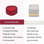 Luxury LED Lighted Ring Box - Heart Shaped Elegant Red Ring Case for Wedding Rings, Perfect for Engagement, Proposal, Anniversary, Ceremony, and Gift Giving