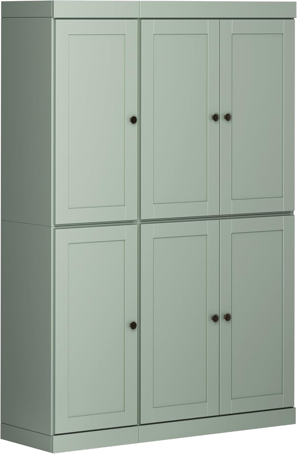 Palace Imports Solid Wood Kitchen Pantry Cabinet 71.5" Tall, 48.5" Wide – Utility Storage Cabinet w/ 6 Shaker Doors & 8 Adjustable Shelves – Sage, 100% Renewable Eco-Friendly Wood, Made in Brazil