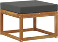 Solid Acacia Wood Outdoor Footstool with Modern Slatted Design, Versatile Modular Ottoman for Patio, Garden, and Backyard Seating Arrangements