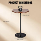 Side Table, Round End Table, Small Drink Table for Small Spaces, Modern Accent Nightstand with Natural Marble Base for Living Room, Bedroom,Bathroom Corners, and Office (Rustic Brown)