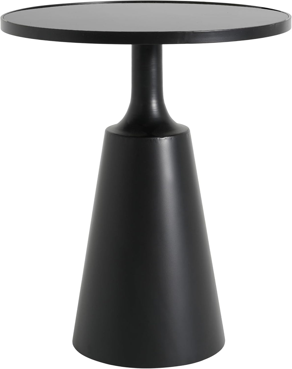 Christopher Knight Home Geary 20" Modern Round Side Table, Living Room End Table with Iron Frame and Tempered Glass Top, Contemporary Indoor Accent Table for Bedroom Office, Metal Coffee Table, Black