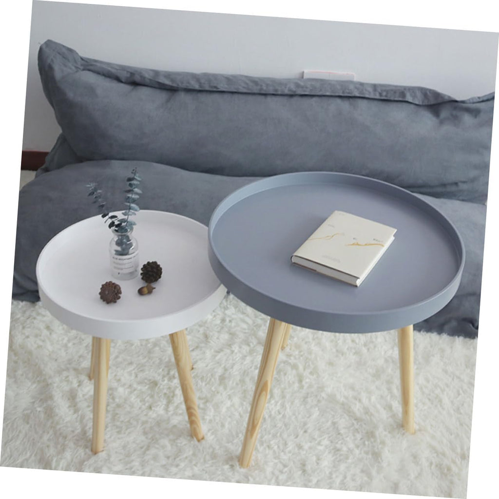 Modern Small Round Tea Table White Mini Sofa Side Table Bedside Decorative for Living Room