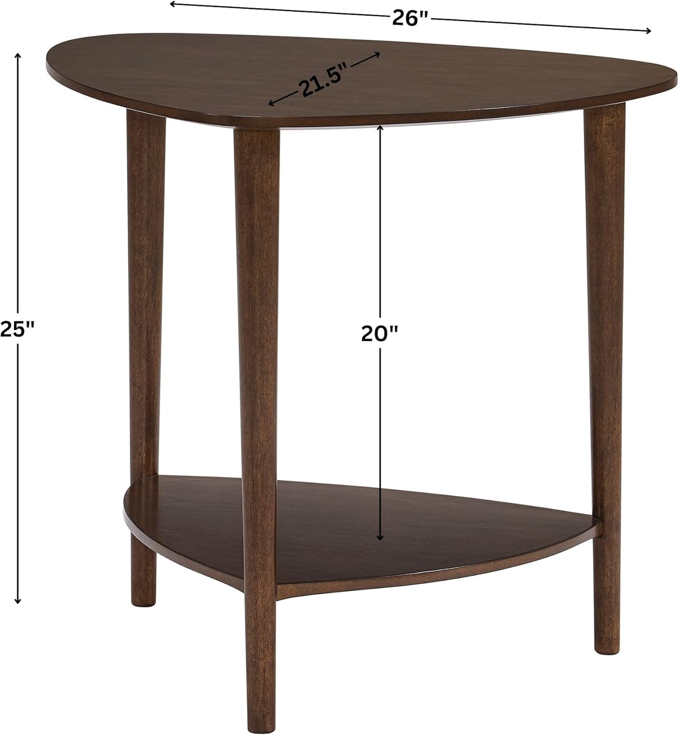 San Pietro Mid-Century Modern End Table with Storage Shelf, Triangular Wood Side Table, Living Room Accent Table | Espresso Finish