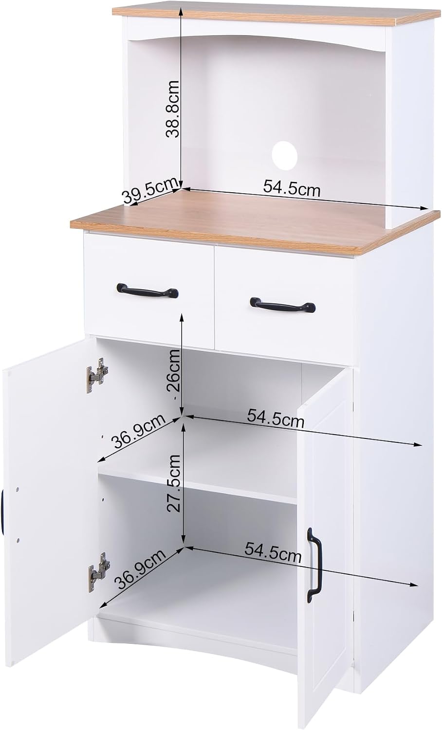 Modern Kitchen Pantry Cabinet, Storage Cabinet with Drawers, Wooden Coffee Bar Cabinet, Sideboard Buffet Cabinet for Dining Room Living Room Kitchen, White