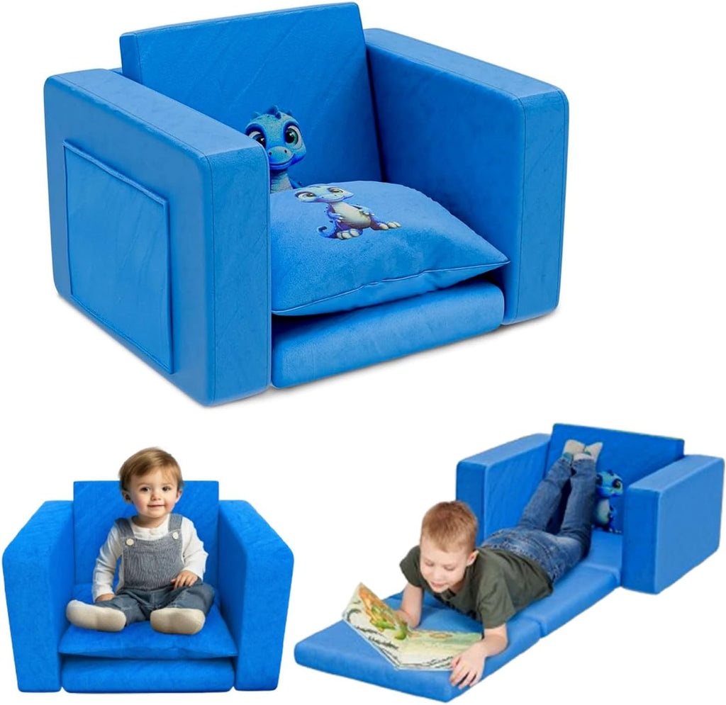2-in-1 Flip-Out Toddler Couch – Kids Couch Fold Out Convertible, Toddler Chair Comfy Soft Foam, Kids Sofa/Kid Couch for Reading, Play & Nap, Toddler Sofa Chair for Bedroom & Playroom