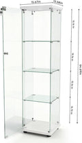 Display Cabinet with Glass Door and LED Light, 4-Shelf Glass Display Case, Curio Cabinet for Collectibles/Toys/Books,White 64.6" H X 13.6" W X 15.7" L
