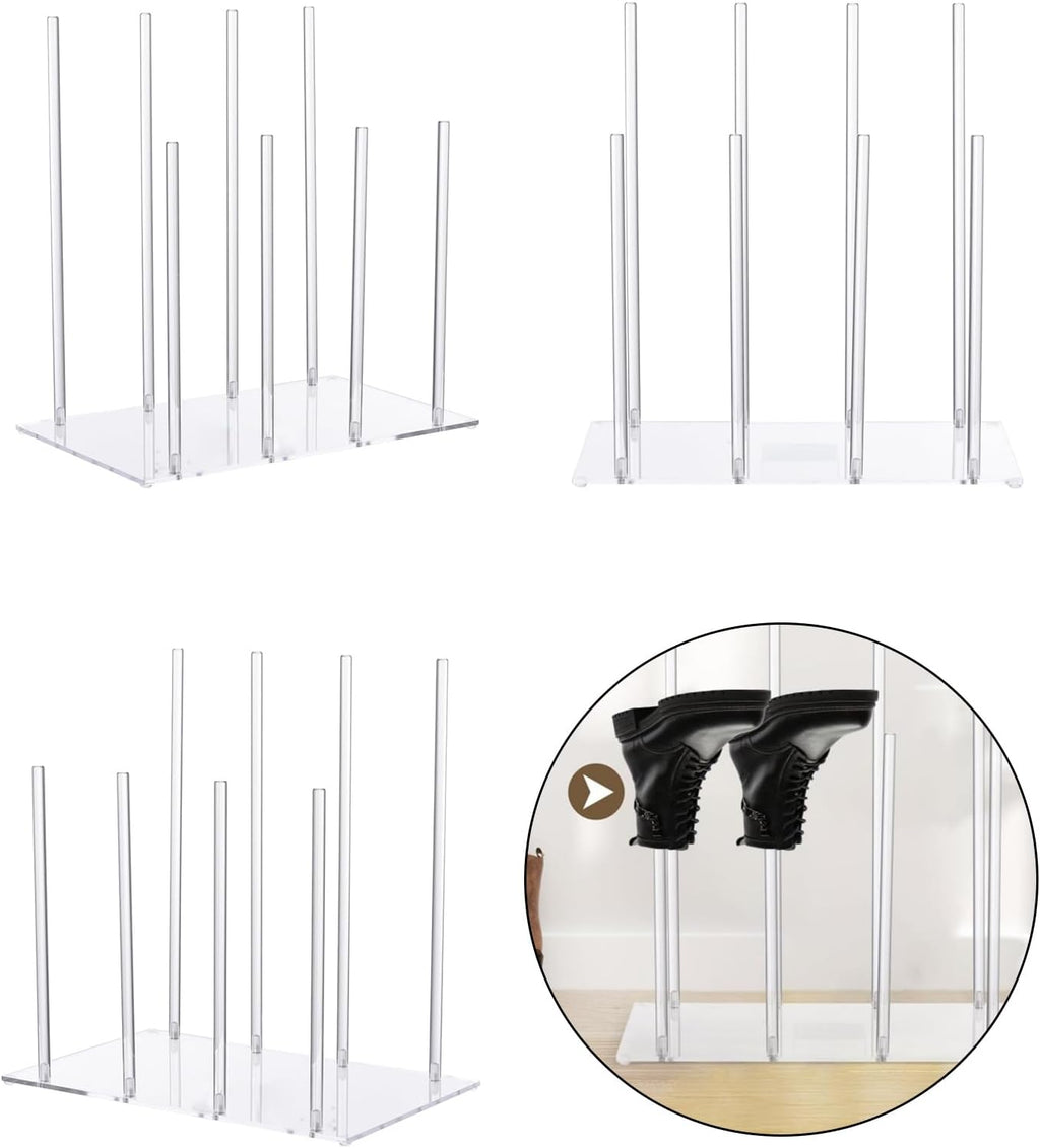 Stackable Boot Organizers Sturdy Acrylic Rack Stores 4 Pair of Shoes with Space Efficiency Space Saving Boot Organizers Shelf