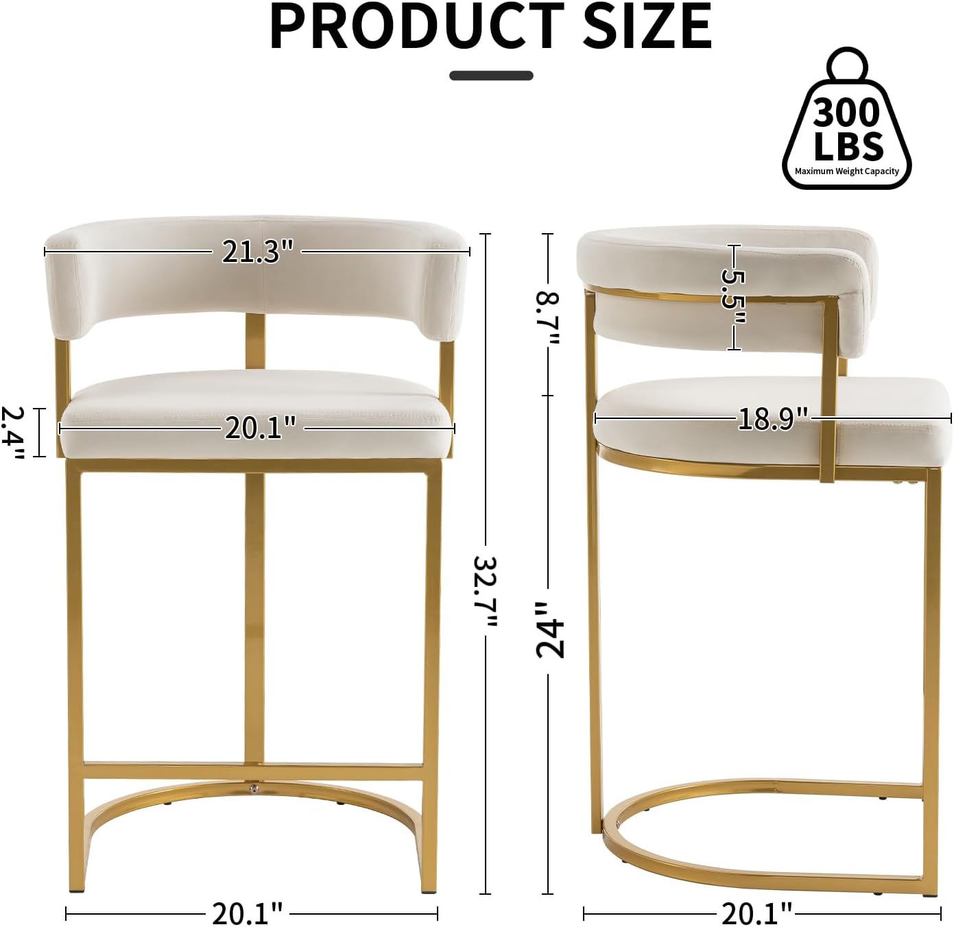 Modern Barrel Bar Stools Set of 3, 24" Velvet Counter Height Stools with Comfy Back and Arms, Sherpa Upholstered Kitchen Island Chair for Home Bar, Ivory