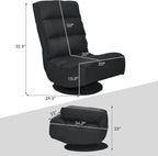 COSTWAY Folding Floor Chair, Adjustable 5-Position Video Gaming Chair with 360 Degree Swivel, Detachable Cover, Padded Backrest, Multipurpose Living Room Floor Lounger for TV, Reading, Playing (Black)