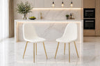 Velvet Dining Chairs with Gold Chrome Legs, Modern Ergonomic Design, Set of 2 (2, Cream White)