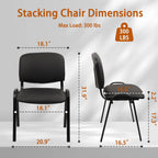 CLATINA Stackable Waiting Room Chairs, PU Leather Guest Reception Chair with Upholstered Thickene Seat and Back Support, Stacking Chair Metal Leg for Office School Church Conference, Black, 5 Pack