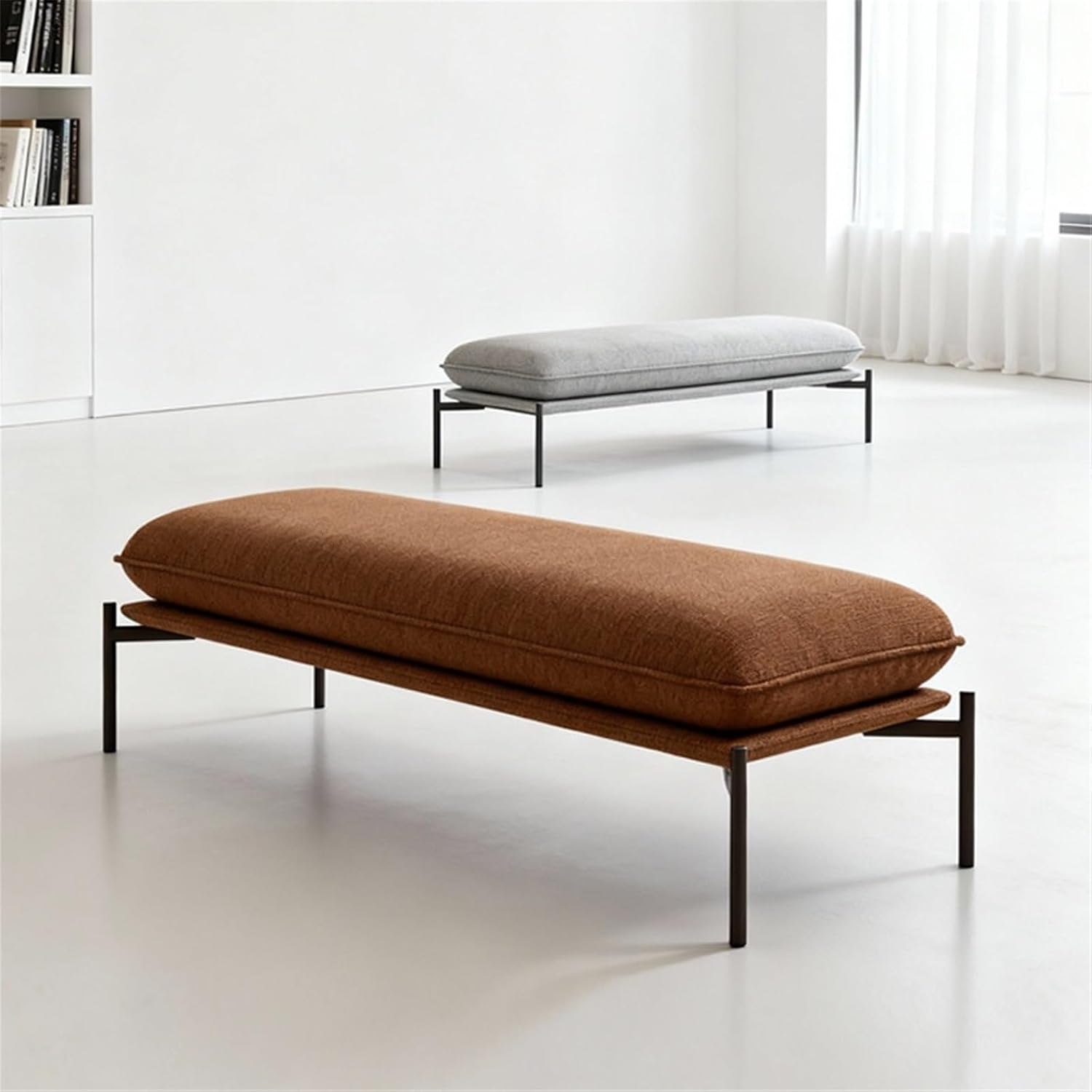 Modern Stainless Steel Bed end Stool Bedroom Resting Clothing Store Fabric Shoe Changing Entryway(Large)