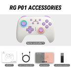 RG P01 Wireless Gaming Controller Compatible with Switch Game Controllers RG P01 2.5G Controller Gamepad for Bluetooth/PC/Steam/iOS/Android/Switch Hall Effect RGB Lights [android,ios,nintendo_switch,windows]