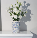Light Blue White vase Flower Ceramic Porcelain Vintage Chinoiserie Floral French 8" H