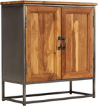 Brown and Grey Recycled Teak and Steel Medium Sideboard with Unique Wood Grain and Sturdy Construction for Living Dining Room Storage