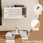 Wooden WiFi Router Storage Box Hider Shelf, Decorative Projector Box Hider Rack Countertop, for Cable, Modem, Internet, Router Power Cover Storage Organizer Cabinet Wall Mounted, Solid Wood