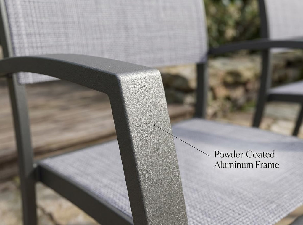 Amazonia Franklin 4-Piece Aluminum Stackable Patio Dining Chairs | Ideal for Outdoors and Indoors