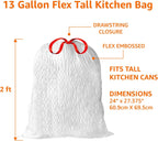 Amazon Basics Ultra-Force Tall Kitchen Drawstring Trash Bags, Classic Clean Scented, 13 Gallon, 80 Count with Odor Control
