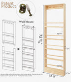 Wooden Kids Bookshelf, Wall Mount Shelf with Hooks, Organizer for Toys and Books, Space-Saving | with Hooks