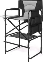mefeir Extra Tall-30.7'' Professional Makeup Artist Director Chair Bar Height, Portable Folding Design with Side Table & Storage Bag, Heavy-Duty Steel Frame (300 lbs Capacity), 45.7'' Tall