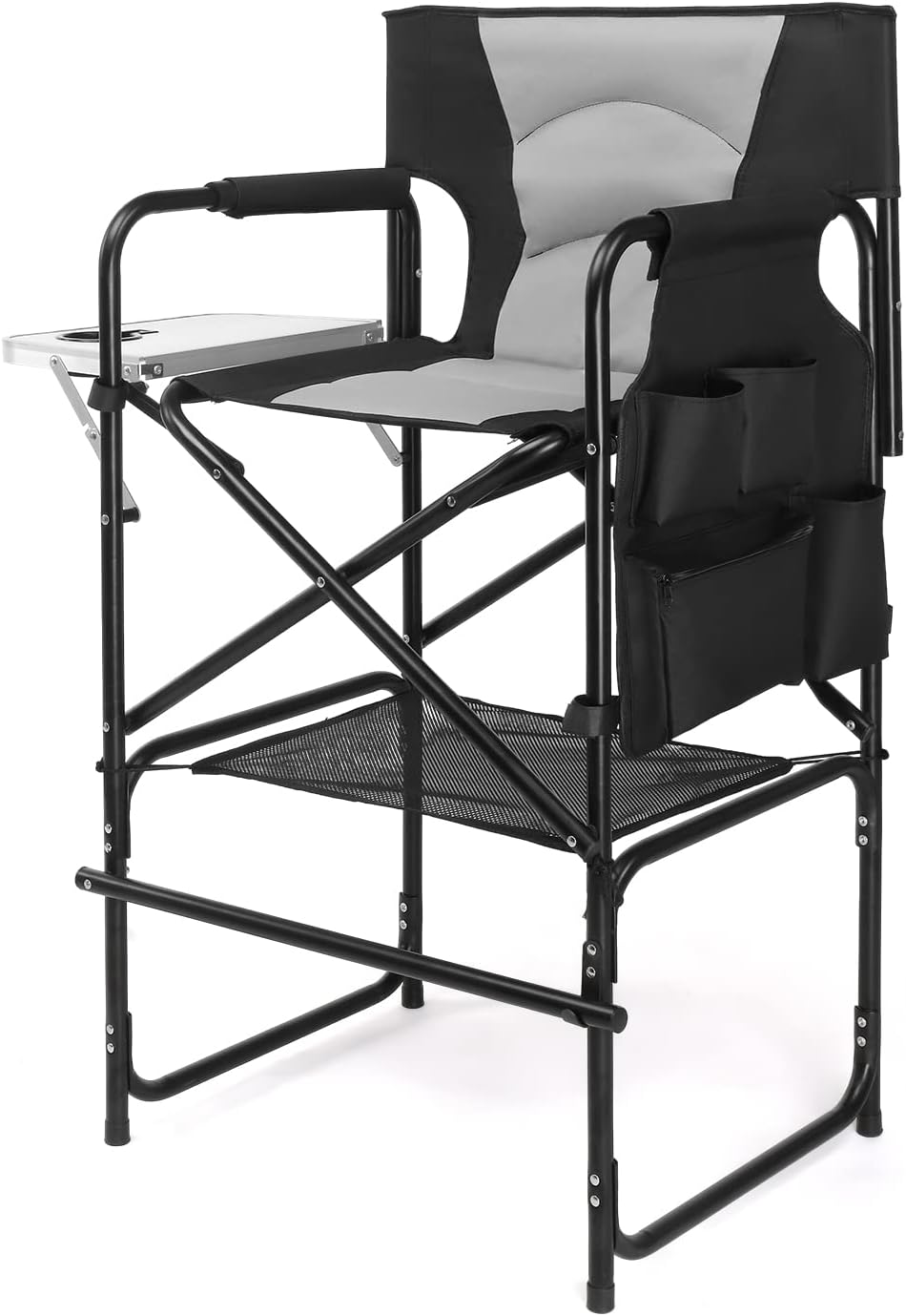 mefeir Extra Tall-30.7'' Professional Makeup Artist Director Chair Bar Height, Portable Folding Design with Side Table & Storage Bag, Heavy-Duty Steel Frame (300 lbs Capacity), 45.7'' Tall