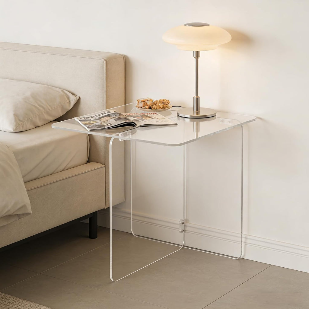 Acrylic Side Table,Clear Nightstand End Table Modern Bedside Table for Living Room Bedroom,Small Spaces (Clear)