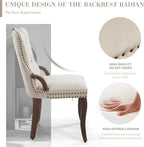 SoarFlash Velvet Dining Chair Set of 6, Solid Wood Handles, Upholstered Tufted Dining Room Chair with Nailhead Trim for Dining Room, Living Room, Office (Beige)