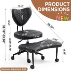 Upgraded Ergonomic Cross Legged Swivel Chair, Adjustable Height and PU Leather, Meditation& ADHA Chair with Back Support, Home and Office,Yoga Chair, Black